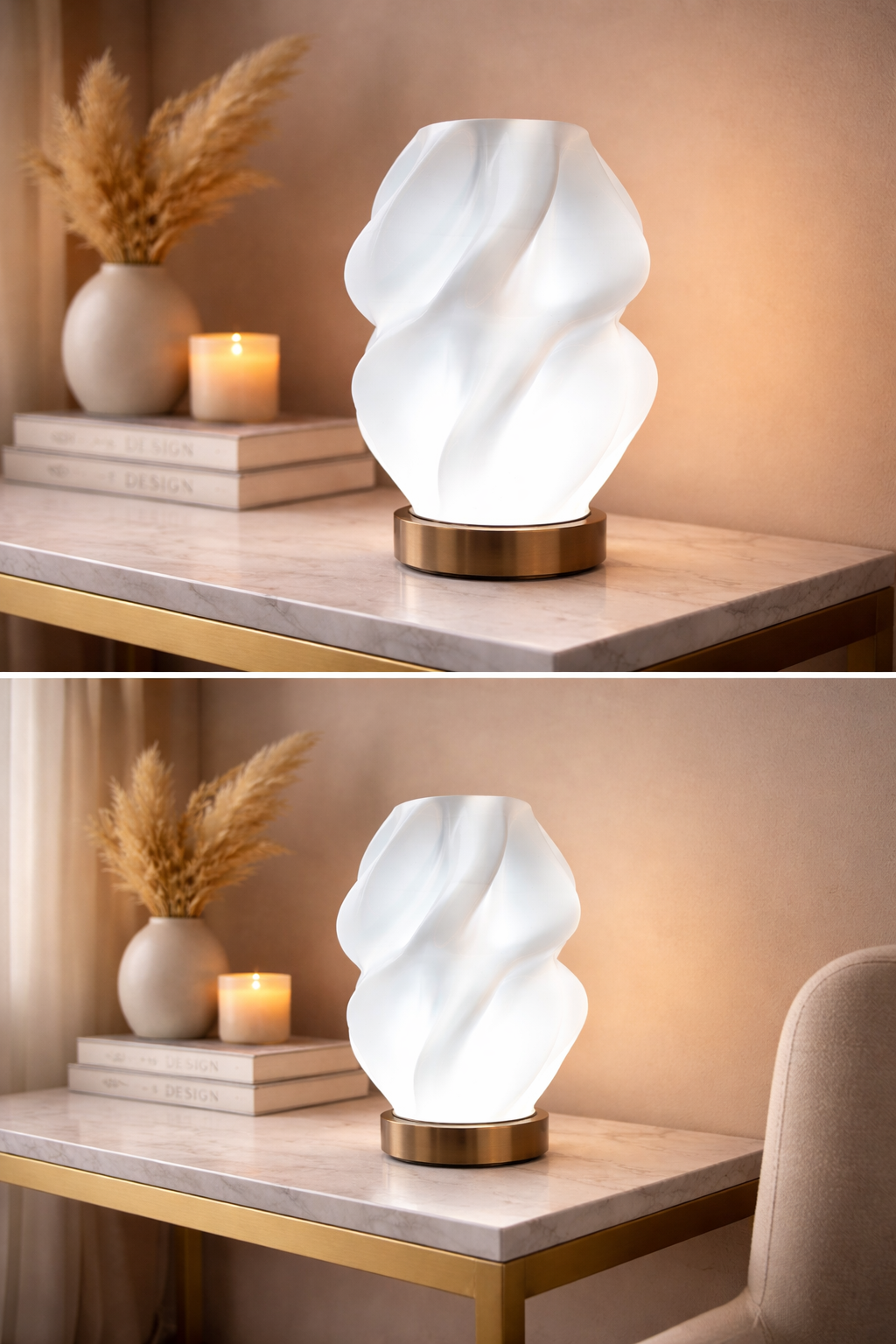 Luminária de Mesa LED Moderna Escultural Abajur Decorativo Premium Design Sofisticado