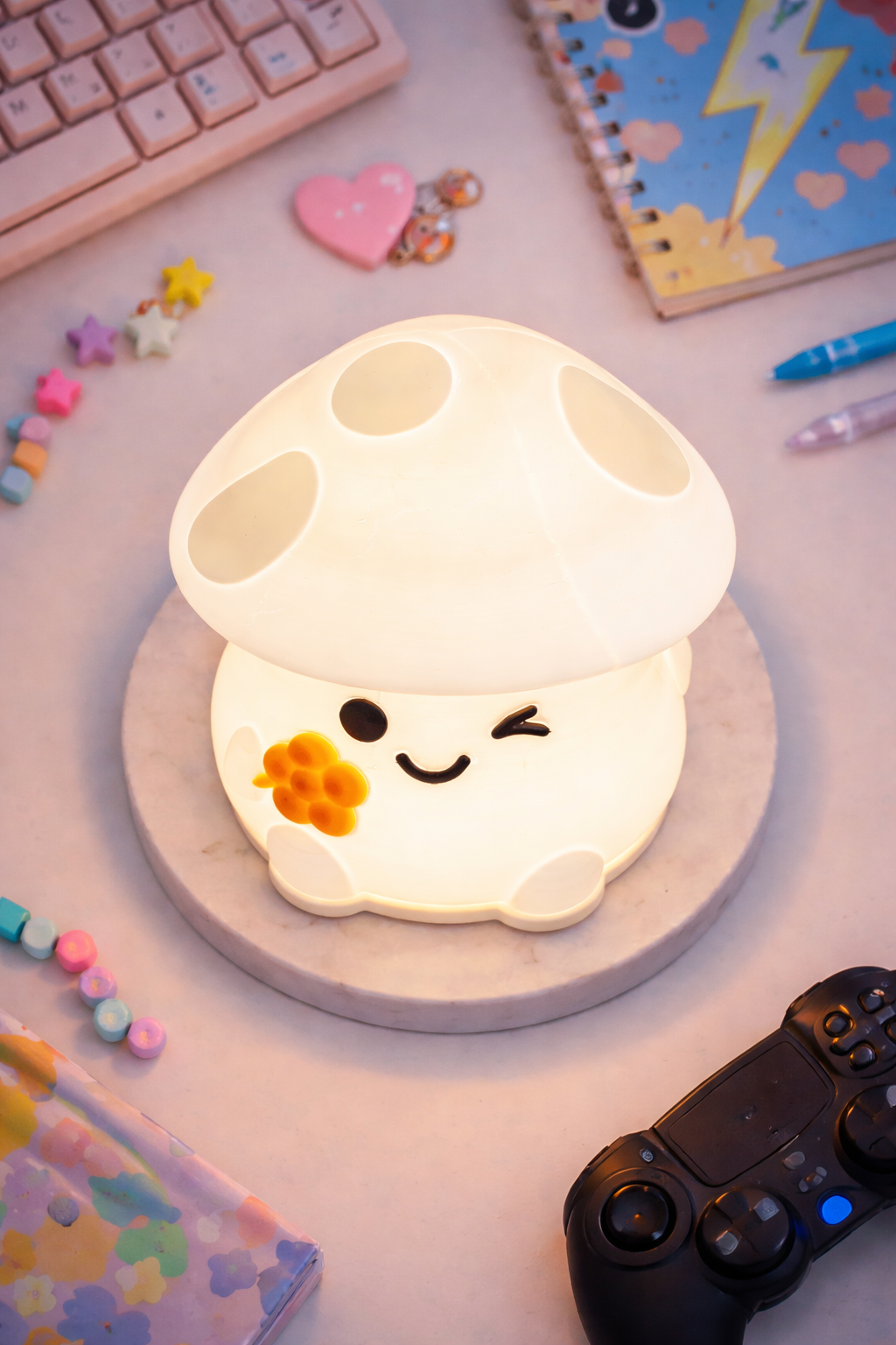 Luminária LED Cogumelo Cute – Luz Noturna Decorativa Kawaii com Toque Aconchegante
