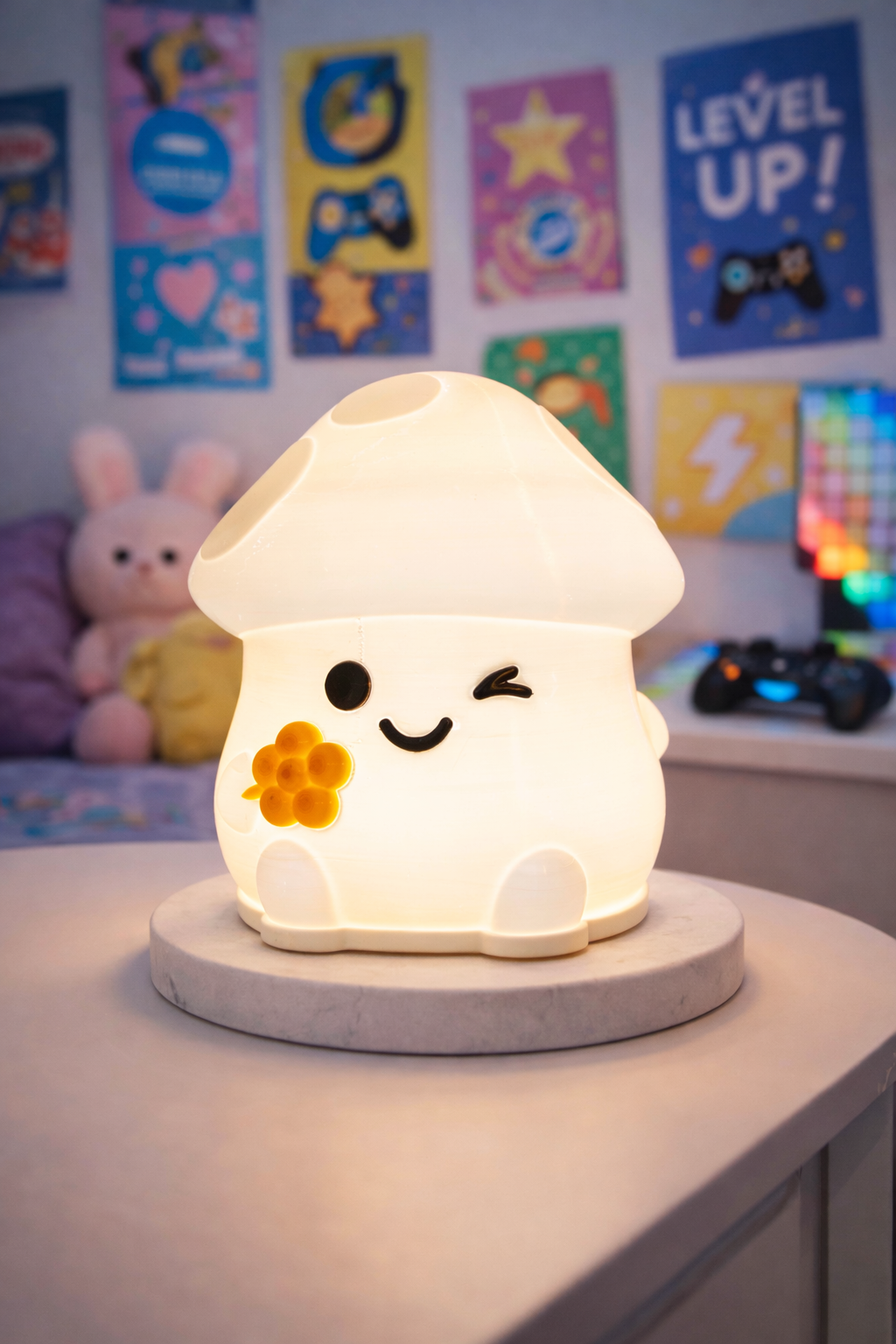 Luminária LED Cogumelo Cute – Luz Noturna Decorativa Kawaii com Toque Aconchegante