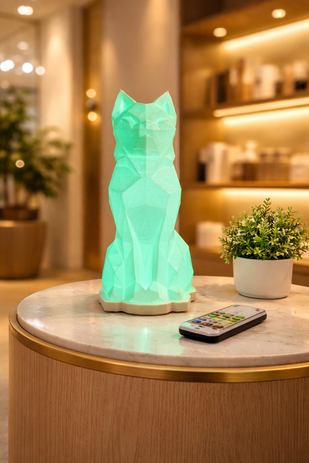 Luminária LED Gato Geométrico RGB – Design Moderno com Controle Remoto | Decoração Criativa