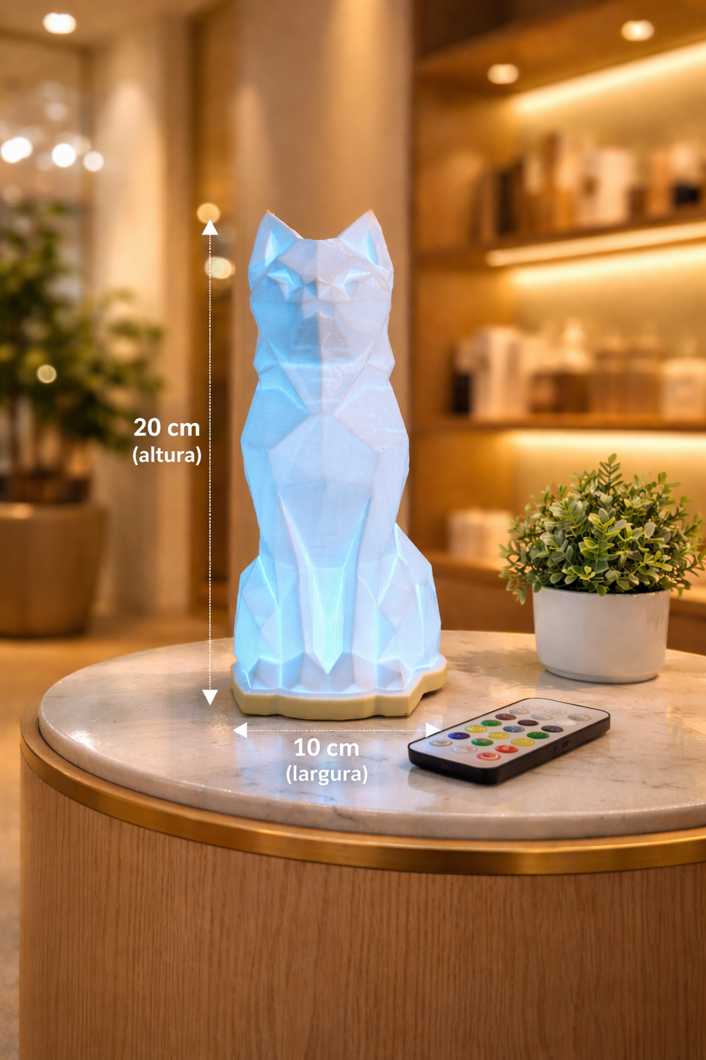 Luminária LED Gato Geométrico RGB – Design Moderno com Controle Remoto | Decoração Criativa